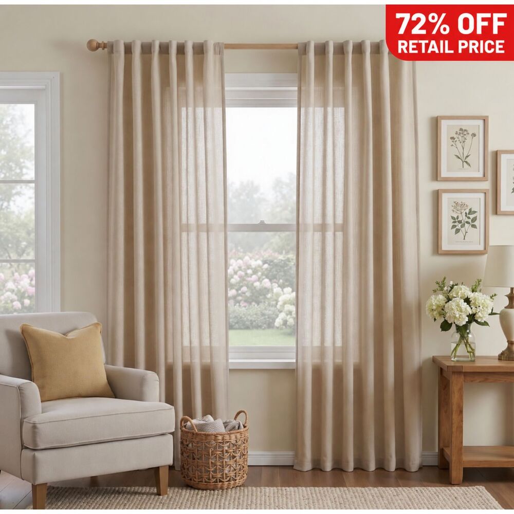 Brand New MYSKY HOME Semi-Sheer Curtains – Taupe, 50"W × 84"L, 2 Panels